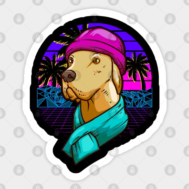 Labrador Christmas Vaporwave Style Funny Humor Gift Sticker by creative
